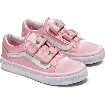 Vans Kids' Old Skool V Rose Embroidered Satin Sneaker In Multi