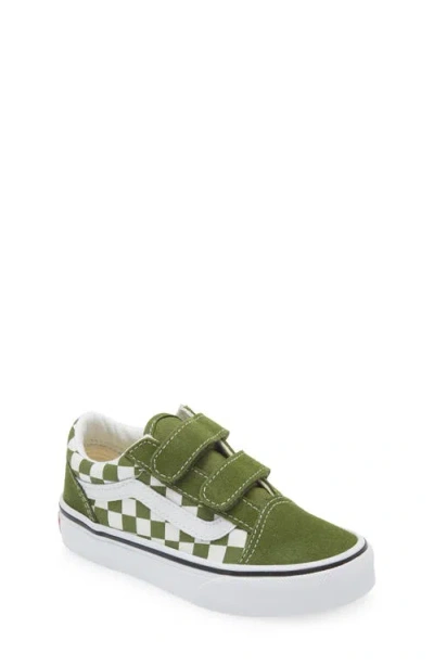 Vans Kids' Old Skool V Sneaker In Checkerboard Pesto