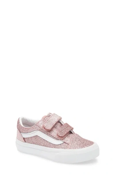 Vans Kids' Old Skool V Sneaker In Glitter Rose Gold