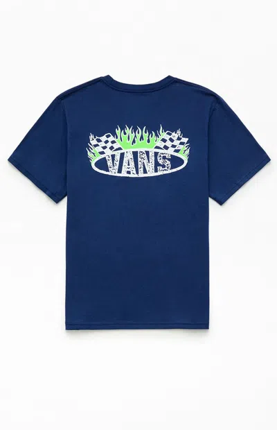 Vans Kids Racing Flames T-shirt In Dark Indigo In Purple