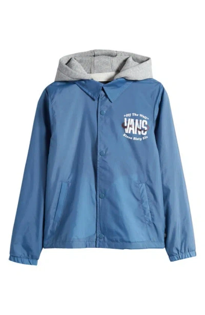 Vans Kids' Riley Water Resistant Hooded Coach's Jacket In Copen Blue
