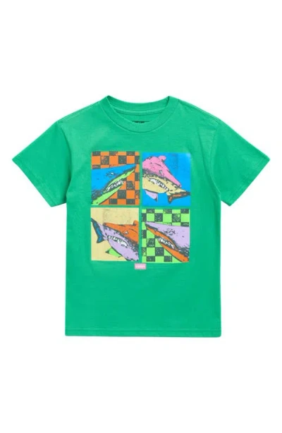 Vans Kids' Shark Meanie Cotton Graphic T-shirt In Green