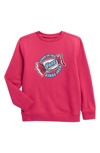 Vans Kids' Stuck On Cotton Blend Crewneck Sweatshirt In Cherries Jubilee
