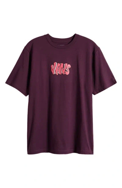 Vans Kids' Tag Cotton Graphic T-shirt In Blackberry Wine