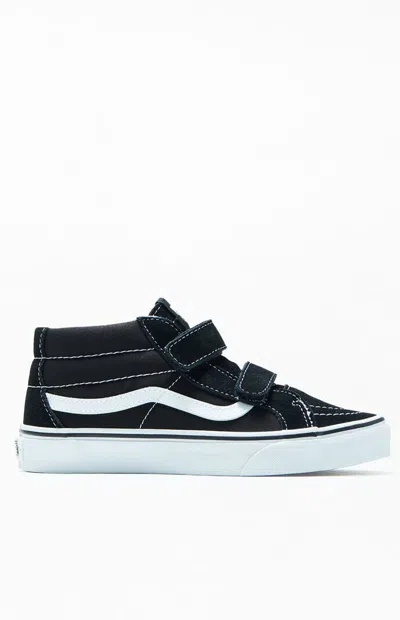 Vans Kids Velcro Sk8 Old Skool Mid Shoes In Black