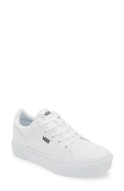 Vans Kids' Z Seldan Platform Sneaker In Canvas White/black
