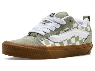 Vans Knu Skool (big Kid) Kid's Shoes Gum Check Soft Sage : 4 Big Kid M, Canvas In Green