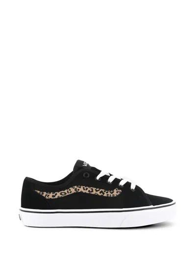 Vans Knu Skool Leopard Panel Sneakers In Black