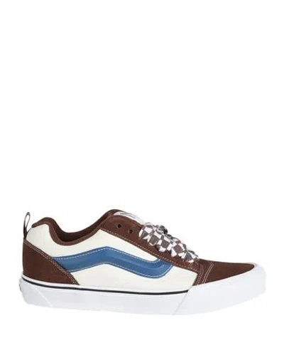 Vans Knu Skool Man Sneakers Chocolate Brown Size 9 Leather, Textile Fibers