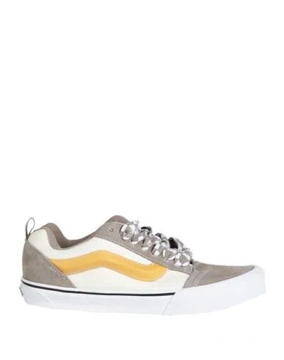 Vans Knu Skool Man Sneakers Taupe Size 8.5 Leather, Textile Fibers In Grey