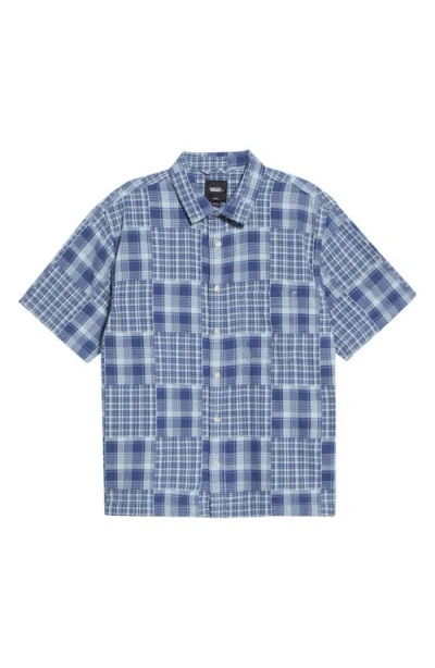 Vans Larkspur Mixed Plaid Cotton Button-up Shirt In Blue