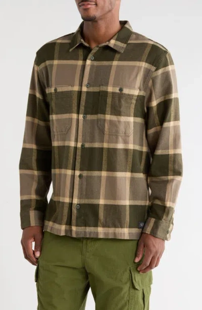 Vans Larkspur Plaid Organic Cotton Flannel Button-up Shirt In Brown