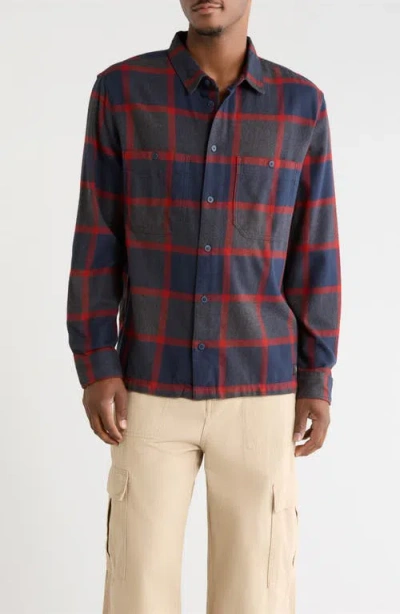 Vans Larkspur Plaid Organic Cotton Flannel Button-up Shirt In Blue