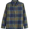 Vans Larkspur Plaid Stretch Cotton Flannel Button-up Shirt In Blue