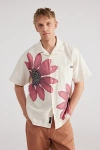 VANS LAUREL WOVEN SHORT SLEEVE SHIRT TOP IN NEUTRAL, MEN'S AT URBAN OUTFITTERS