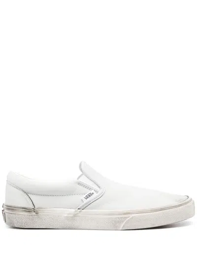 Vans Leather Slip-on Sneakers In Grey