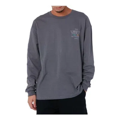 Vans Letter Printed Round Neck Pullover Long Sleeve T-shirt 'grey' In Gray