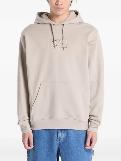 Vans Logo-embroidered Drawstring Hoodie In Neutral