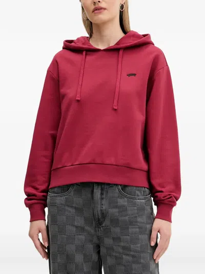 Vans Logo-embroidered Hoodie In Burgundy