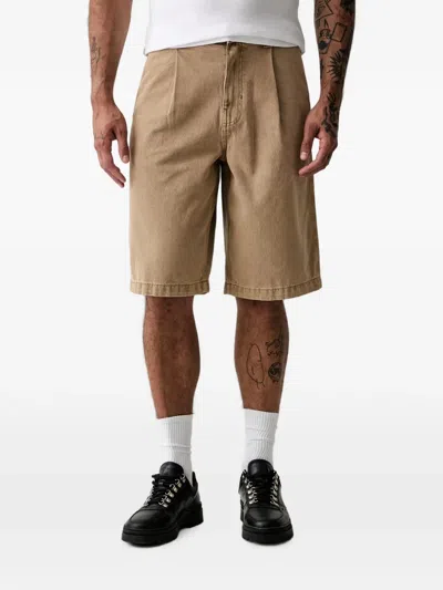 Vans Logo-patch Denim Shorts In Neutral