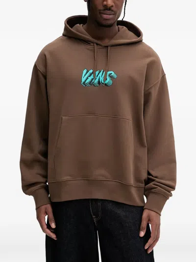 Vans Logo-print Drawstring Hoodie In Brown