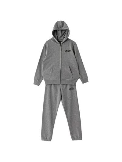 Vans Kids' Logo-print Zip-up Tracksuit In Grey