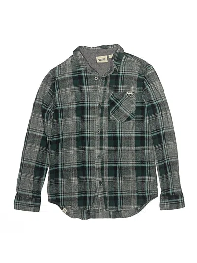 Pre-owned Vans Kids' Long Sleeve Button Down Shirt In Green
