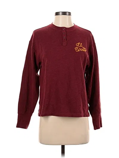 Pre-owned Vans Long Sleeve Henley Shirt In Burgundy