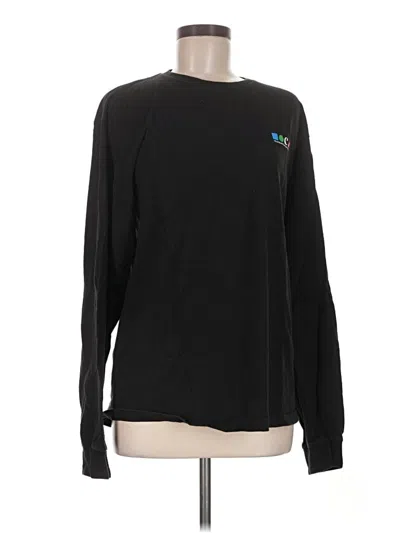 Pre-owned Vans Long Sleeve Top Black Crew Neck Tops