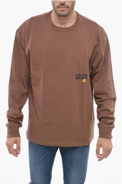Vans Long Sleeved Printed Crewneck T-shirt In Brown