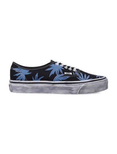 Vans Authentic Premium Canvas Shoes Black And Blue Print