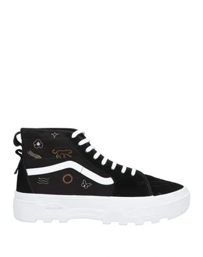Vans Man Sneakers Black Size 8.5 Leather, Textile Fibers