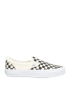 Vans Slip-on Grid Breathable Non-slip One Pedal Low Top Canvas Skate Shoes Unisex Black White In Multi