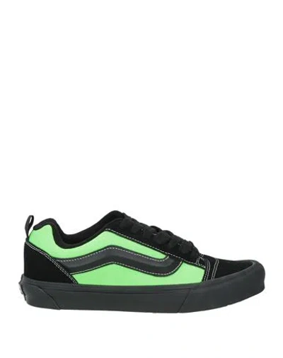 Vans Man Sneakers Green Size 9 Leather, Textile Fibers In Black