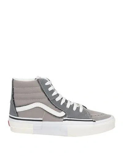Vans Man Sneakers Grey Size 9 Leather, Textile Fibers In Gray