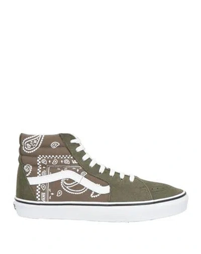 Vans Man Sneakers Military Green Size 8 Soft Leather, Textile Fibers