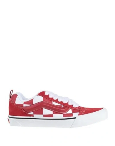 Vans Man Sneakers Red Size 9 Leather, Textile Fibers