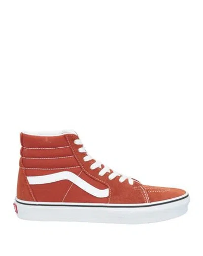 Vans Man Sneakers Rust Size 9 Leather, Textile Fibers In Red
