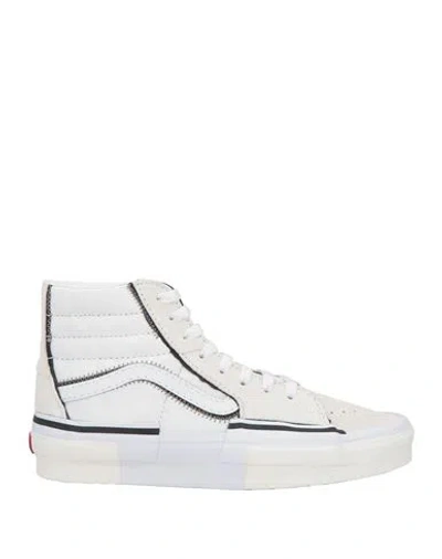 VANS VANS MAN SNEAKERS WHITE SIZE 5.5 LEATHER, TEXTILE FIBERS