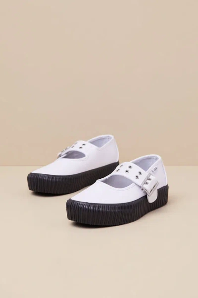 Vans Mary Jane Creeper Grunge Ballet White And Black Flatforms
