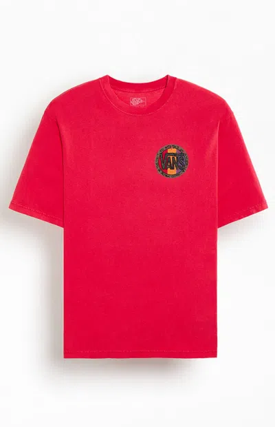 Vans Men's Blotched Circle Logo T-shirt In Navy In Red