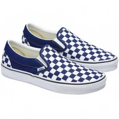 Vans Men's Classic Slip-on Checkerboard In Blue In White