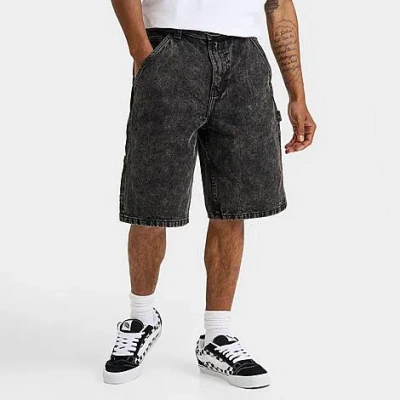 Vans Men's Drill Chore Loose Denim Shorts In Stonewash Black