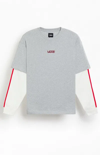 Vans Men's Heather Grey Easy Living Layered Long Sleeve T-shirt In Heather Gray