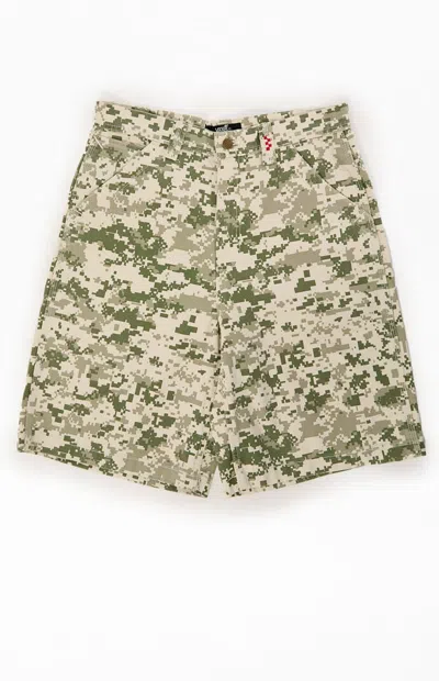 Vans Men's Lx Check Baggy Canvas Shorts In Camouflage In Green