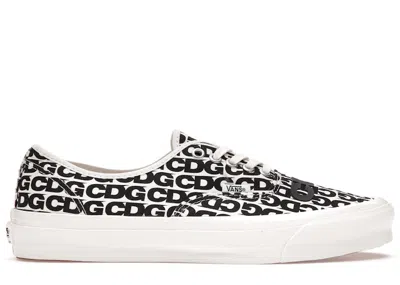 Pre-owned Vans Men's  Authentic Comme Des Garcons Heel Tab (curved Rubber) Sneakers In Black De Blanc