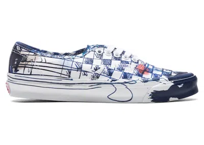 Pre-owned Vans Men's  Authentic Lx Connor Tingley Checkerboard White Sneakers In True White/blue
