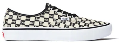 Pre-owned Vans Men's  Authentic Supreme Checker Logo Sneakers In Black/white In Multi