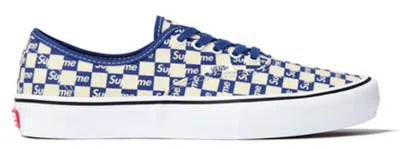Pre-owned Vans Men's  Authentic Supreme Checker Logo Sneakers In Blue/white