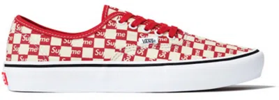 Pre-owned Vans Men's  Authentic Supreme Checker Logo Sneakers In Red/white
